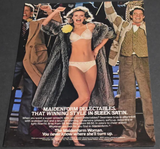 1981 Print Ad Maidenform woman sweet nothings smooth sailing ladies lace  bra art