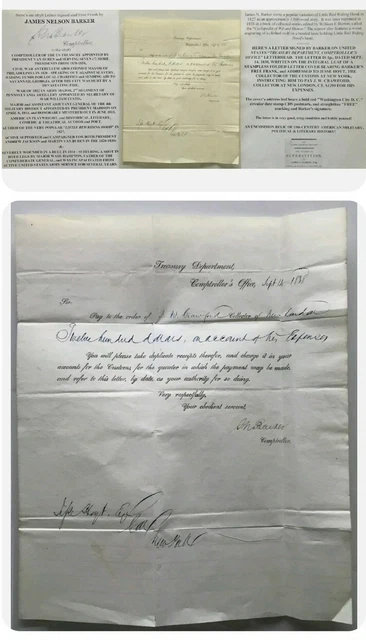 Signed War 1812 Duel Major President Van Buren Treasury Mayor Phila Poet Letter