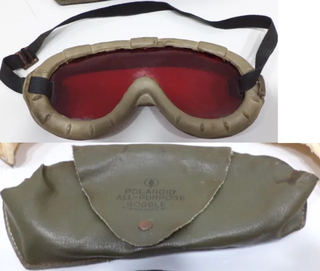 WWII American Goggles & Case Driving Motorcycle Aviator Pilot Tank Commander