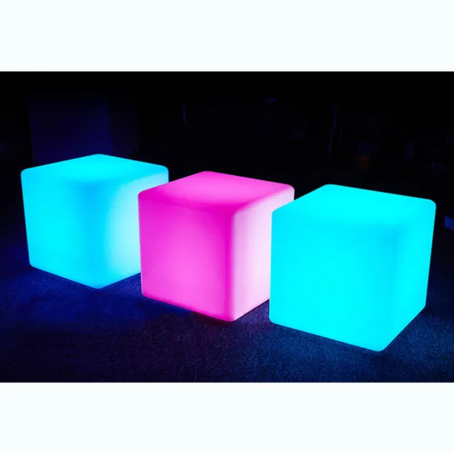 16Color Changing Square LED Light Up Bar Stool Cube LED Seat Outdoor Indoor