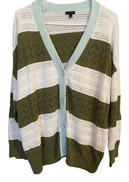 TALBOTS Cardigan Cotton Linen Blend Long Sleeve V Neck Button Sweater Size 2X