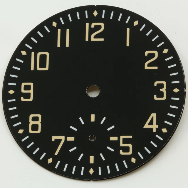 Cadran Raketa CADRAN AVION POUR ETA Unitas 6498, émail noir, cadran Cadran ...