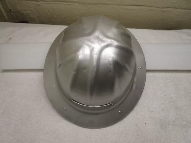 Vintage B.F. McDonald Co. Aluminum Metal Hard Hat w/ Leather Liner Los Angeles