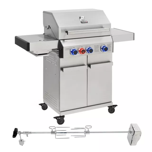 TAINO PLATINUM 3+1 Gasgrill Set Drehspieß Edelstahl BBQ Grillspieß Piezozündung