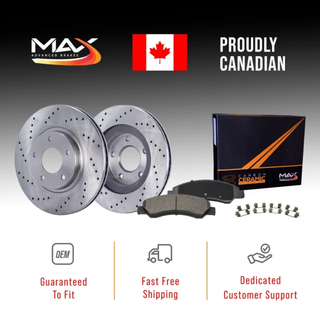 Max Advanced Brakes Premium XD Cross-Drill Fr Rotors w/Cr'mc Brake Pads KT290121
