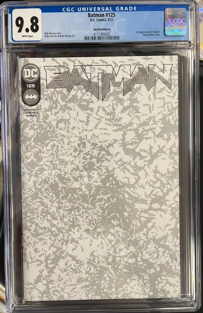 Batman #125 Sketch Variant Cgc Graded 9.8 1St App Failsafe Dc Comics 2022