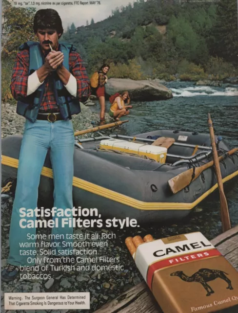 1979 CAMEL FILTERS Cigarette Vintage Print Ad Rafting Camping