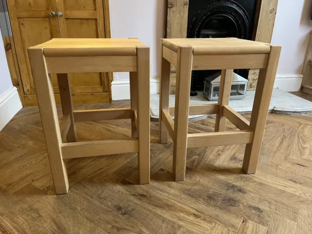 2 Beautiful hand made bespoke ash square side tables or stools. Immaculate