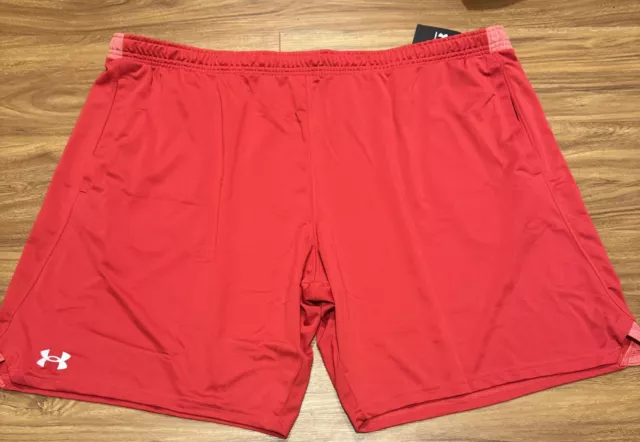 UNDER ARMOUR Mens 5XL Locker Room Shorts NEW w/tags RED Pocketed 9" inseam