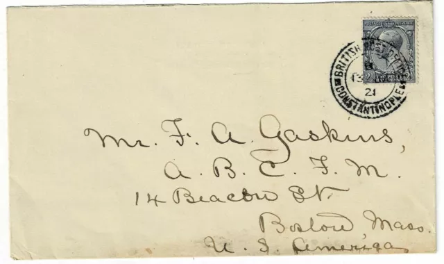 British Offices in Levant 1921 Constantinople cancel on cover to U.S., SG Z192