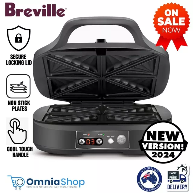 Breville 4-Slice Electric Jaffle Toastie Maker Snacks Press Sandwich Non-stick