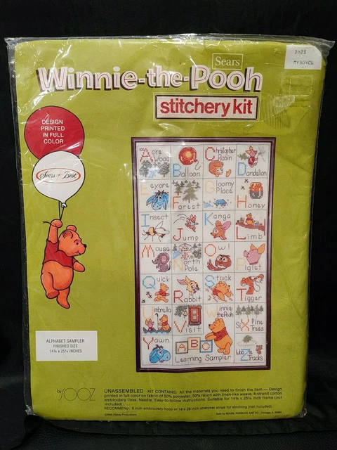 DISNEY WINNIE THE POOH ALPHABET SAMPLER Stitchery Kit - 1970's Cross