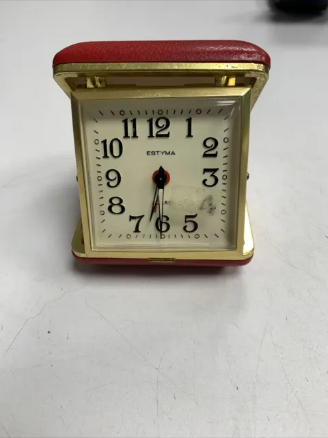 Estyma Travel Alarm Clock Red Folding Vintage Clock
