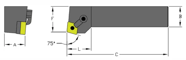 MCRNR 205D: RH Turning Tool Holder For CNMG 543, 1-1/4" x 6" Long