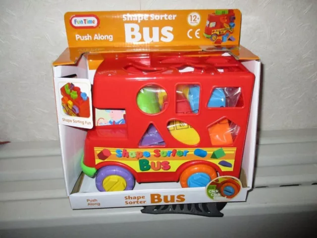 Push Along Shape Sorter Bus - 12+ Months - Fun Time Red Bus Childrens Toy