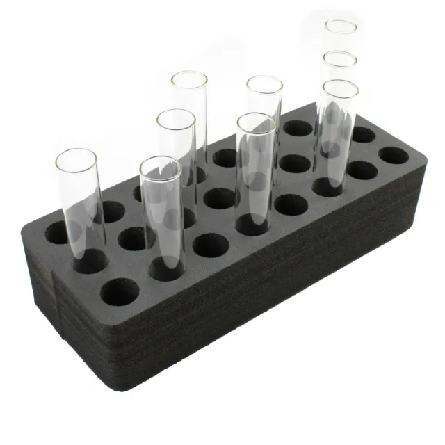 Test Tube Freezer Rack Black Foam Stand Transport Holds 24 Fits up to 30mm