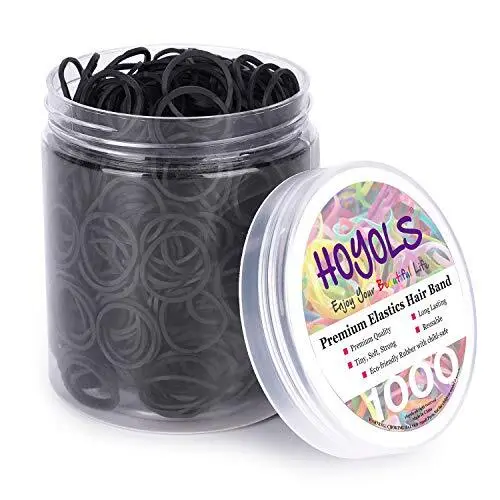 1/2” Small Black Rubber Bands for Hair Ties Elastics Mini Toddler Braids...