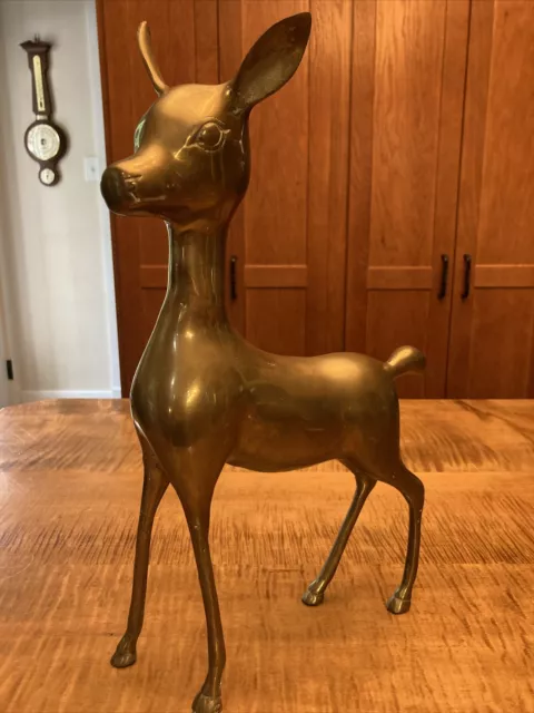 Vintage 1970’s Mid Century Modern MCM  Brass Expressive Doe Tabletop Deer Figure