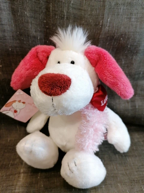 ⭐⭐⭐ Doudou peluche chien Nici écharpe rose et cœur LOVE 27 cm ETAT NEUF