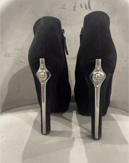 ALEXANDER MCQUEEN Women’s Embellished Ankle Boots Black Suede Sz 38.5