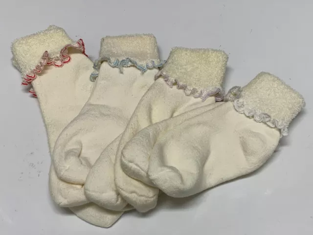Vintage Women's 80's lace terry cuff socks with 4 Pairs