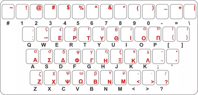 Sticker decal keyboard red letter greek greece transparent pc