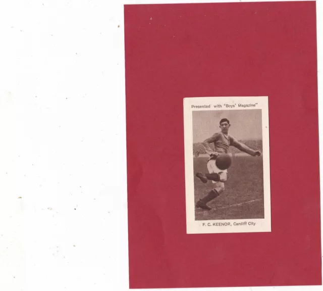 Boys' Magazine Footballers/Sportsmen - F.C.Keenor, Cardiff City.
