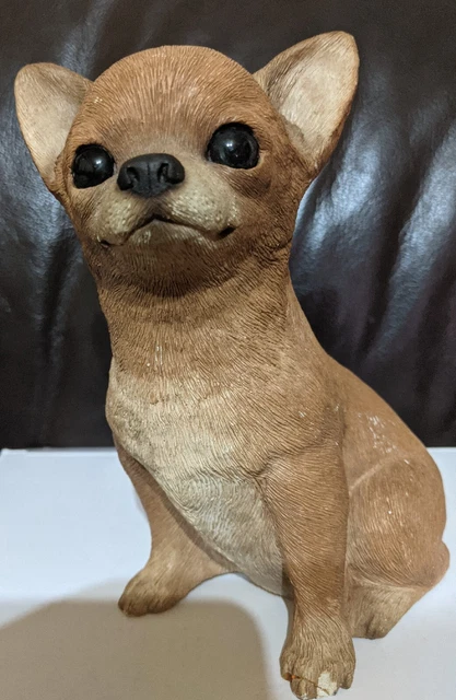 Chihuahua SANDICAST  Dog Vintage 1986 BRUE Tan Brown Signed 6.5" Sitting