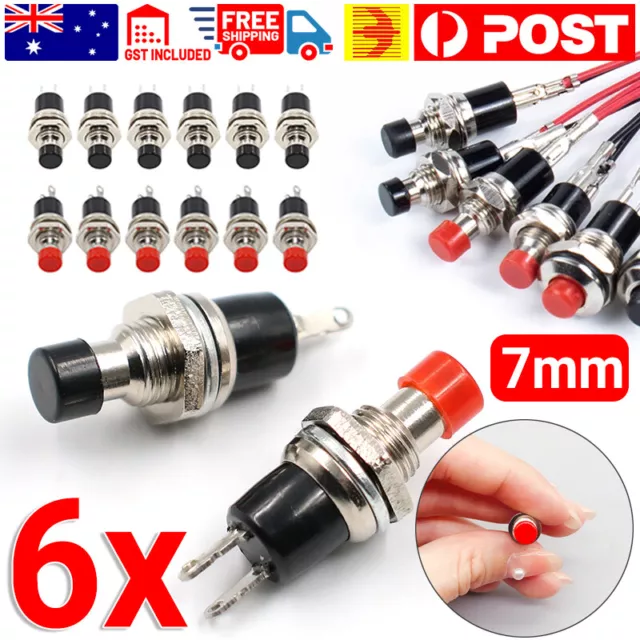 6x Mini Push Button Switch Micro Momentary ON/OFF SPST Normally Open N/O PBS-110
