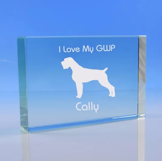 German Wirehaired Pointer Dog Gift Personalised Engraved Glass Paperweight