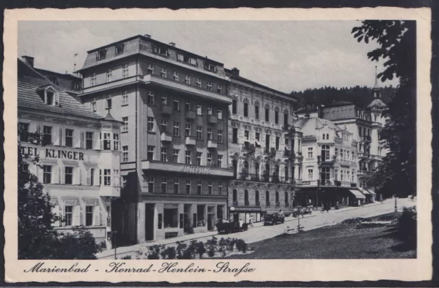 68309) postcard Marienbad Konrad-Henlein-Straße circa 1940