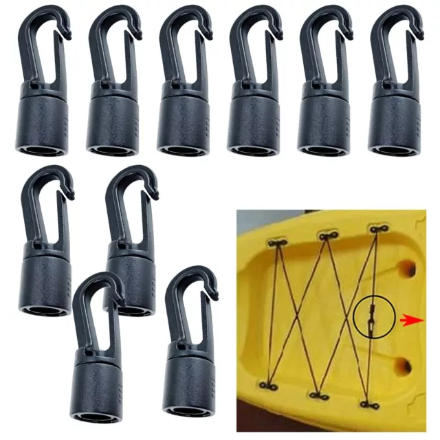 Quick Connect Rope Hanging Ends Clip for Kayak Buckle Shock Cord 10 Piece Set