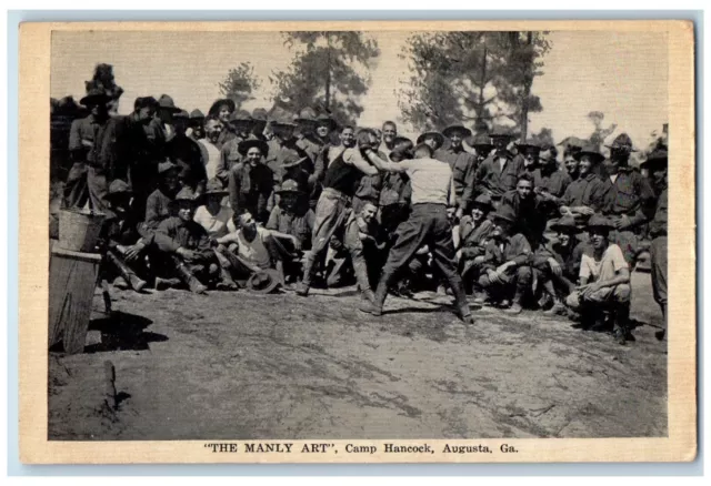 c1940's "The Manly Art" Camp Hancock Augusta Georgia GA WW2 Vintage Postcard