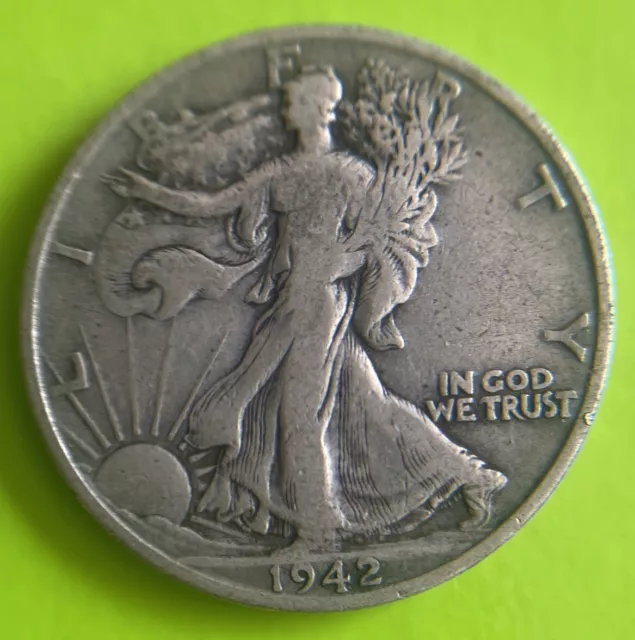 1942 Walking Liberty Silver Half Dollar U.S.A WW11 Era. P#100