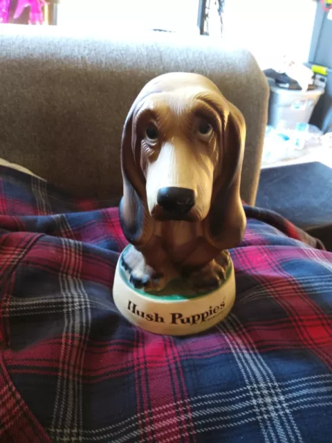 Vintage Hush Puppies Basset Hound vinyl coin bank 7.75"T shoe advertising promo