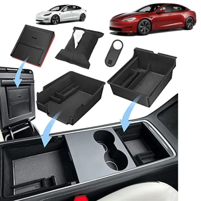 For 21-23 Tesla Model 3 Y Organizer Tray Storage Box Center Console Accessory x3