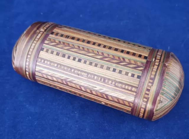 Etui à message billet doux en marqueterie de paille - XIXe. Boîte à Cigares