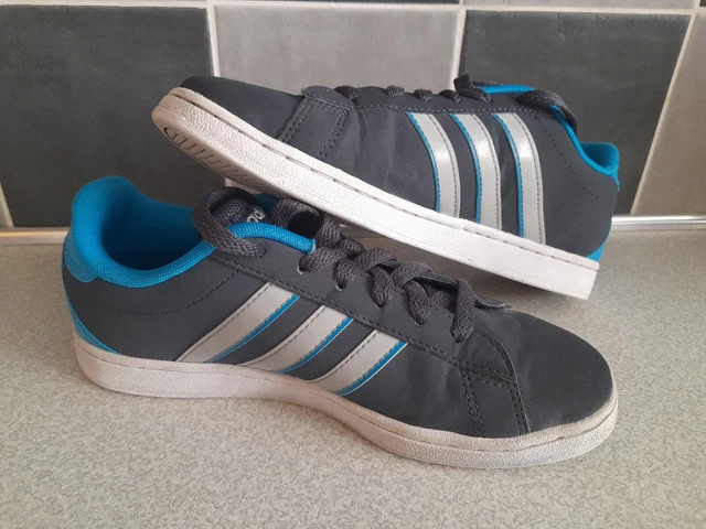 ADIDAS DERBY K Kids Trainers Sneakers uk Size 4 Grey Blue Silver 12.00 PicClick UK