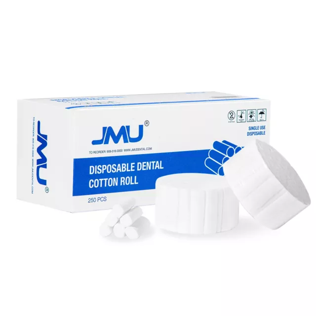 10000/Case JMU Dental Cotton Rolls Non-Sterile Nosebleed Plugs, 1.5" x 3/8"