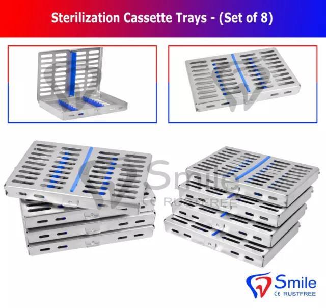 Juego De 8 Dental Soporte Esterilización Bandeja Rejilla Caja - 10 Utensilio Ce