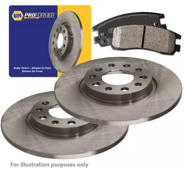 Genuine NAPA Rear Brake Discs & Pads Set Solid for Saab 9-3