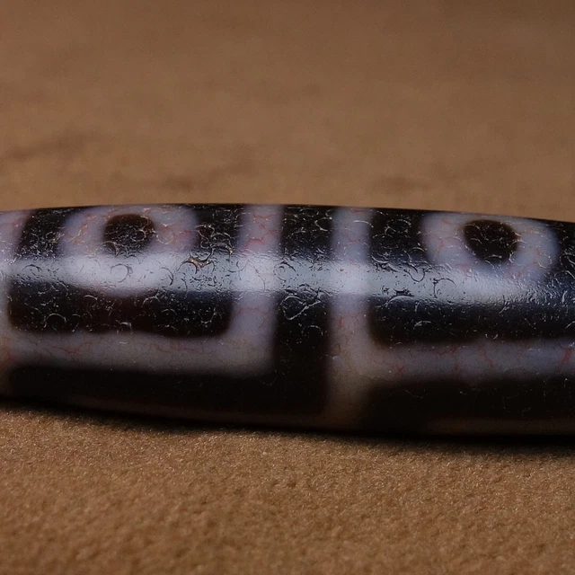 Ancient Tibetan DZI Beads Old Agate Dragon Stripe 4 Eye Amulet Pendant GZI #060