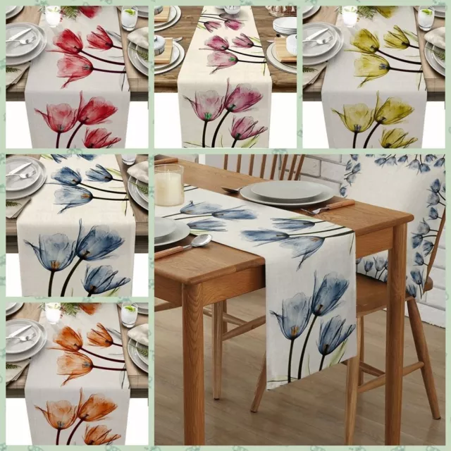 Linen Tablecloth Anti-stain Table Cover Tulip Table Runner  Dining Table