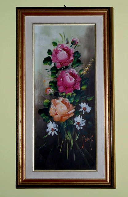 Dipinto su tela Fiori Firmato Sonia Cornice dorata