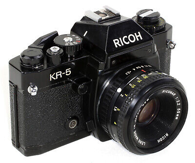 RICOH KR-5 con RECONAR 55mm 1:2,2 Made in Japan ¡USADO FUNCIONA LIMPIO!