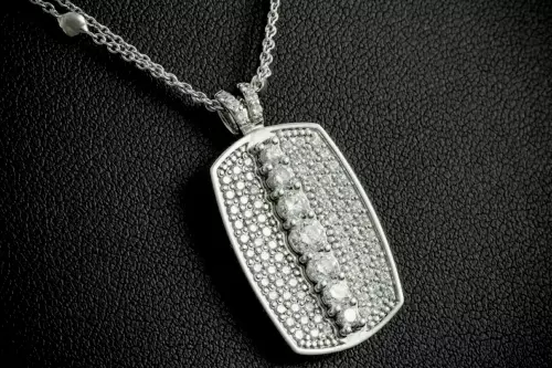 2 Ct Round Cut Natural Moissanite Dog Tag Pendant 14k White Gold Plated Silver