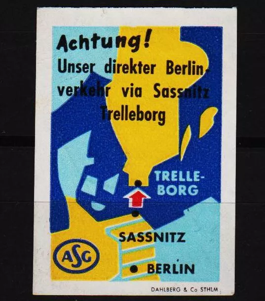 old advertising brand ASG - direct Berlin traffic via Sassnitz-Trelleborg /0407