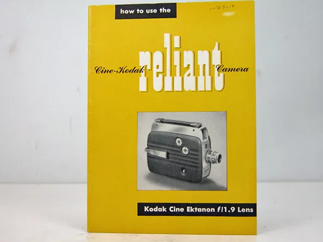 Kodak RELIANT 8mm Movie Camera Factory INSTRUCTION MANUAL