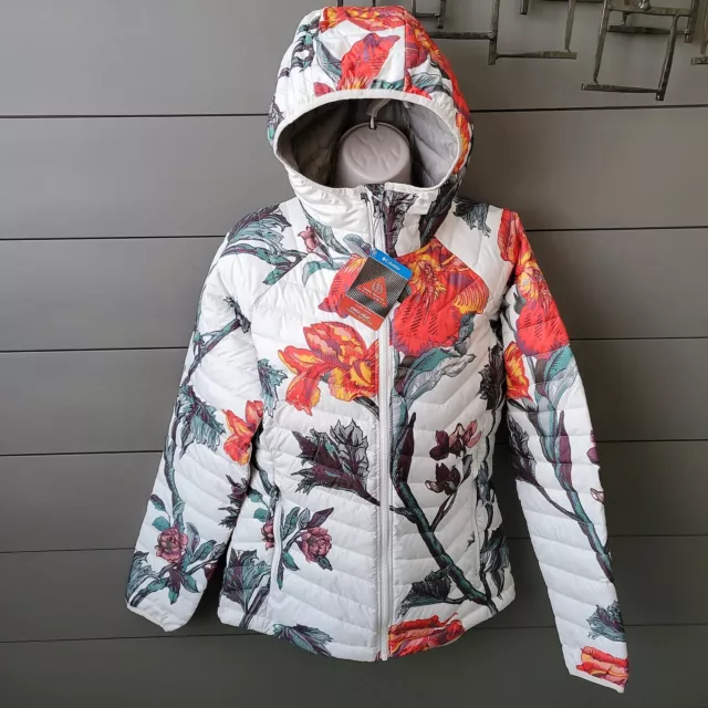 Columbia Powder Lite Hooded Jacket Chalk Botanica Print Womens Size Medium NWT