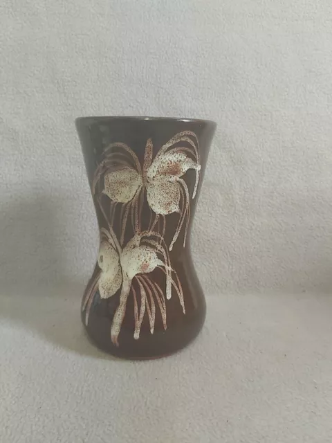 Tenby Vase Welsh Studio Pottery  Vintage  Brown White  glazed